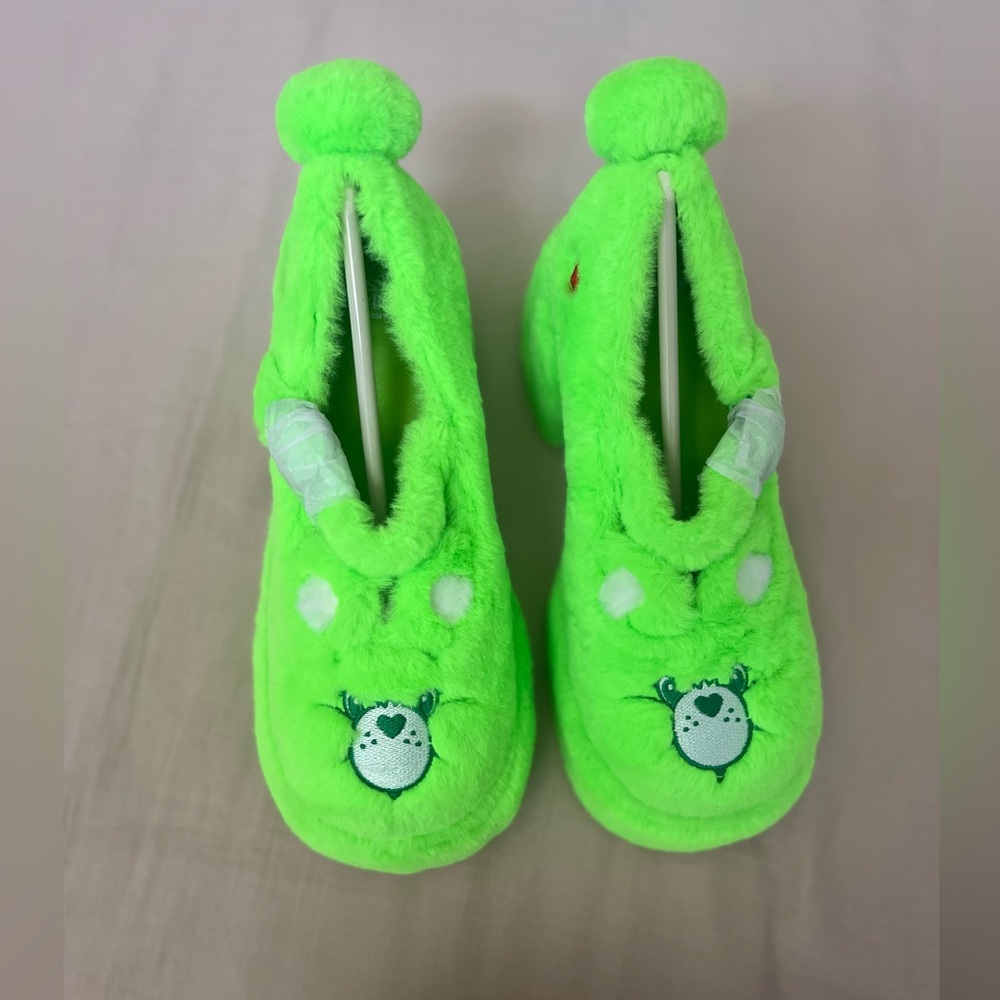 Dolls Kill x Care Bears fuzzy Green Heels